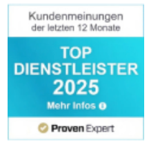 Siegel: Top Dienstleister 2025, ProvenExpert